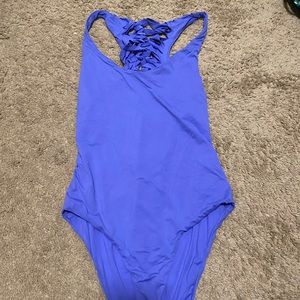 BECCA Purple Cut Out Back One Piece Swimsuit